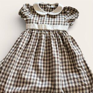 ❌SOLD❌Edgehill Collection High End Neutral Gingham Peter Pan Party dress